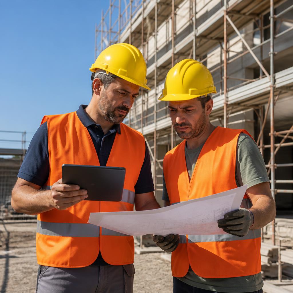 Cantiere edile in Sardegna con responsabili in sicurezza